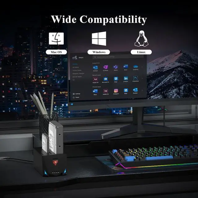 Alt view image 6 of 7 - USB 3.2 Gen 1 to Hard Drive Docking Station, Hard Drive Dock for 2.5 or 3.5 inch SATA I/II/III HDD SSD with Hard Drive Duplicator/Offline Clone Function and 2 USB Cables, Support UASP