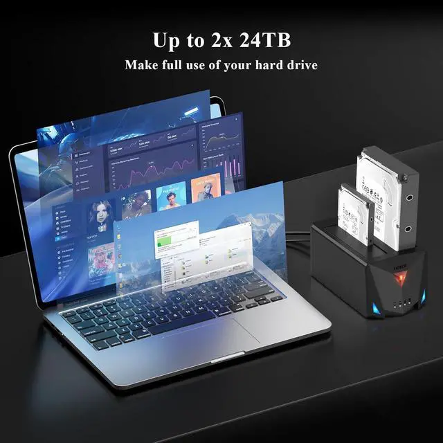 Alt view image 7 of 7 - USB 3.2 Gen 1 to Hard Drive Docking Station, Hard Drive Dock for 2.5 or 3.5 inch SATA I/II/III HDD SSD with Hard Drive Duplicator/Offline Clone Function and 2 USB Cables, Support UASP