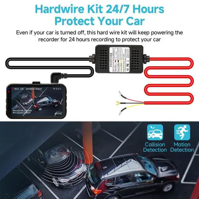 Alt view image 6 of 7 - Dash Cam Hardwire Kit, Acc Hardwire Kit for Dash Camera Type C 3-Lead Hard Wire Kit 12V-24V to 5V USB-C Hard Wire Kit w/Low Voltage Protection 13ft Charger Power Cord for GPS Radar Detectors and More
