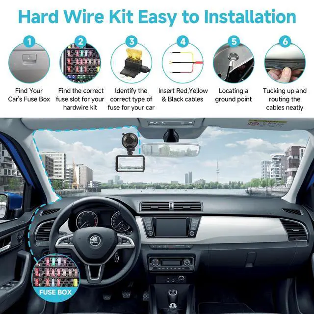 Alt view image 7 of 7 - Dash Cam Hardwire Kit, Acc Hardwire Kit for Dash Camera Type C 3-Lead Hard Wire Kit 12V-24V to 5V USB-C Hard Wire Kit w/Low Voltage Protection 13ft Charger Power Cord for GPS Radar Detectors and More