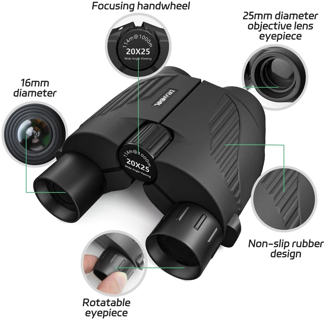 Alt view image 4 of 7 - 20X25 Small Binoculars for Adults and Kids, Large Eyepiece Binoculars for Bird Watching Easy Focus, Pocket High Powered Opera Glasses for Concert, Cruise Ship, Travel Must Have