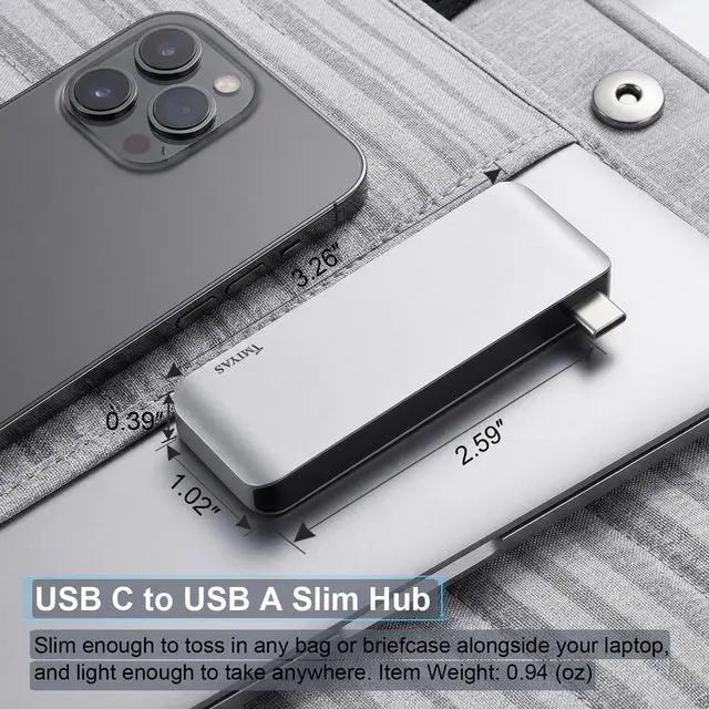 Alt view image 5 of 7 - USB C Hub, 4-Port USB 3.0 Hub USB C to USB Adapter for MacBook Pro/Air Direct Plug USB Splitter for Laptop, Flush-Fit Cable-Free Design, Compatible with iMac Dell HP Surface
