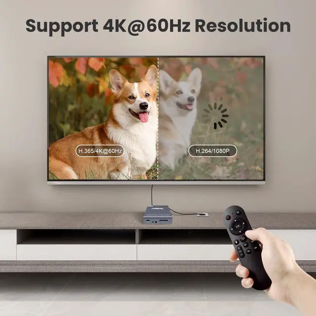 Alt view image 3 of 7 - 4K Digital Media Player & HDD Enclosure 2-in-1, Ultra HD 4K@60Hz Media Player with USB Type-C Drive/SD Card Ports, Digital Signage, MP4, H.265/HEVC, Looping Auto Playback, HDMI/AV Output