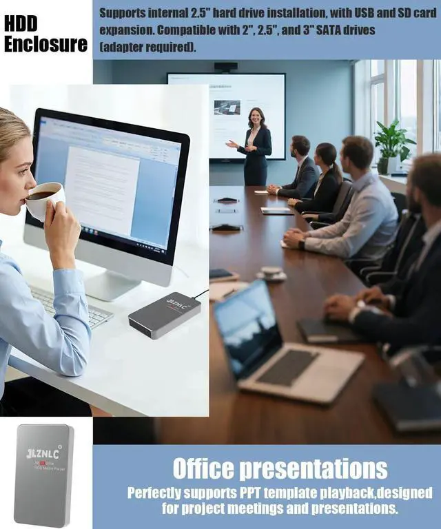 Alt view image 7 of 7 - 4K Ultra HD Media Player & HDD Enclosure 2-in-1 Digital Signage|Play H.265/HEVC H.264/AVC MP4 MKV Videos, MP3 Music, JPG Photos Auto Playback & Resume Supports HDDs/USB/MicroSD 4K HDMI & Analog AV