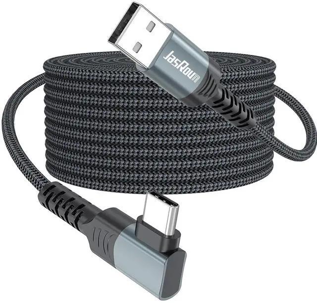 Main image of USB to USB C Cable 10ft Right Angle, 3A Fast Charging 90 Degree Long USB-A to Type C 2.0 480Mbps Data Transfer Cord Braided for iPhone 17/16/15, Galaxy Andriod Phone, Switch, Steam Deck, Tablet