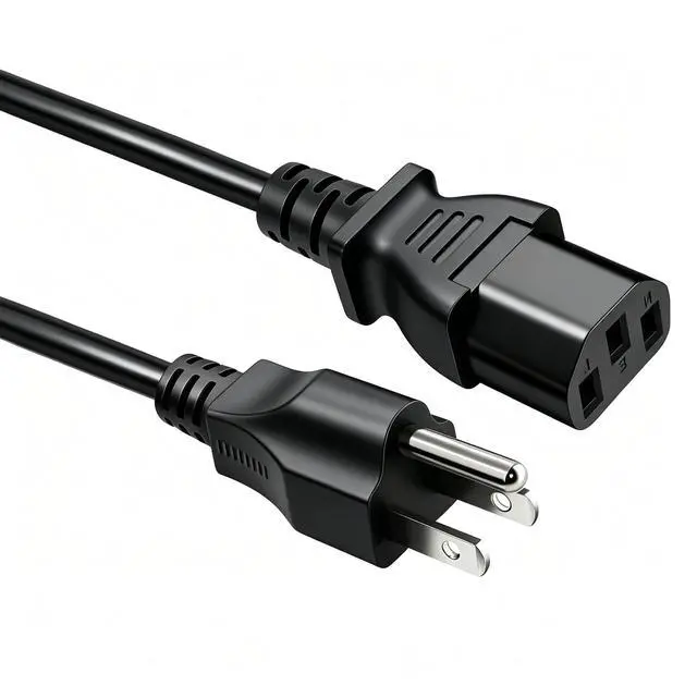 Main image of 5 FT 18AWG 3 Prong Plug 10 Amps 125 Volts AC Power Cable Compatible with Electronics, Samsung, Laptop,TV, Sharp, Sony, AOC, Vizio, Acer, Dell,Computer Monitor, Printer 1.5 Meter PC Power Cord