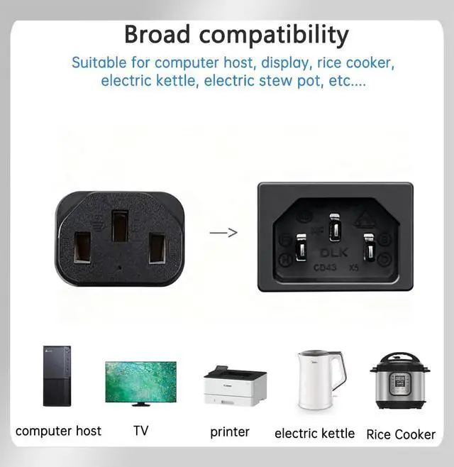 Alt view image 4 of 7 - 5 FT 18AWG 3 Prong Plug 10 Amps 125 Volts AC Power Cable Compatible with Electronics, Samsung, Laptop,TV, Sharp, Sony, AOC, Vizio, Acer, Dell,Computer Monitor, Printer 1.5 Meter PC Power Cord