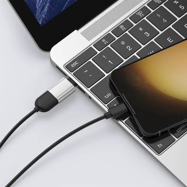 Alt view image 6 of 6 - 4 Pack USB C to USB Adapter, USB C Male to USB Female Adapter for MacBook Pro,iPhone 15 16 17 Pro Max,Samsung Galaxy S9 S10 S20 S21 S22 S23 S24 S25 Ultra and More Type C Devices (Silver)