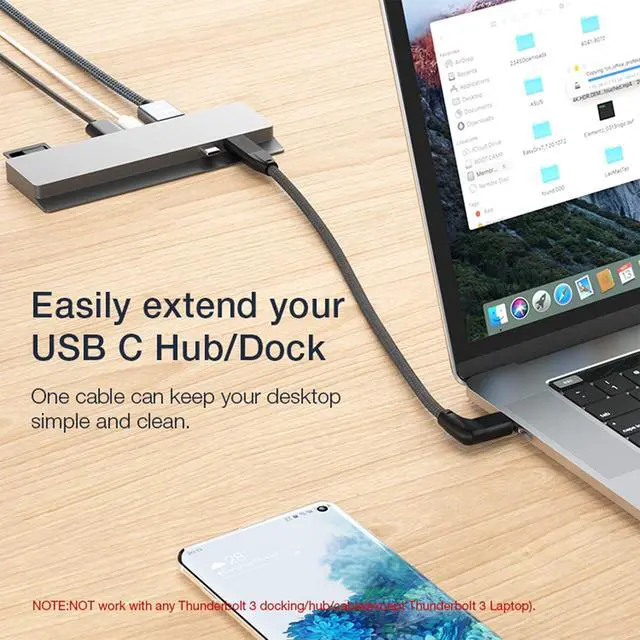Alt view image 3 of 6 - Right Angle USB C Extension Cable 0.6FT, 90 Degree USB-C 3.2 Gen 2 20Gbps Male to Female Type C 4K Video Extender Cord, for iPhone 16 15, MacBook, iPad Pro/Air/Mini, Galaxy S25/S24