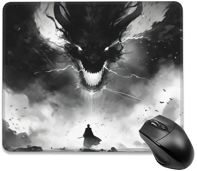 Main image of Mouse Pad, Anime Samurai Fighting The Devil Mouse Pads for Desk,Soft Computer Mouse Mat Square Waterproof Non-Slip Rubber Base Gaming MousePads for Women Men,Laptop,Office