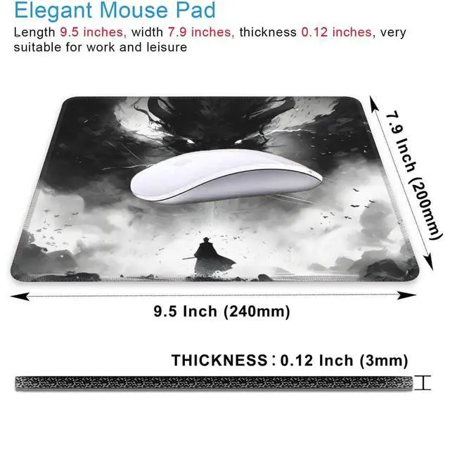 Alt view image 2 of 7 - Mouse Pad, Anime Samurai Fighting The Devil Mouse Pads for Desk,Soft Computer Mouse Mat Square Waterproof Non-Slip Rubber Base Gaming MousePads for Women Men,Laptop,Office
