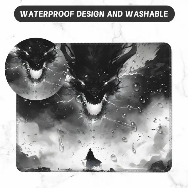 Alt view image 5 of 7 - Mouse Pad, Anime Samurai Fighting The Devil Mouse Pads for Desk,Soft Computer Mouse Mat Square Waterproof Non-Slip Rubber Base Gaming MousePads for Women Men,Laptop,Office