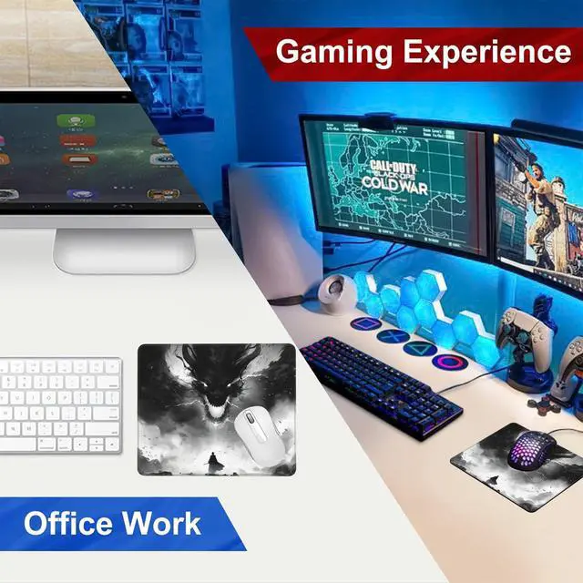 Alt view image 7 of 7 - Mouse Pad, Anime Samurai Fighting The Devil Mouse Pads for Desk,Soft Computer Mouse Mat Square Waterproof Non-Slip Rubber Base Gaming MousePads for Women Men,Laptop,Office