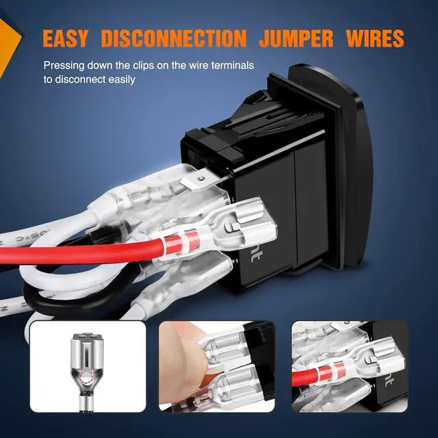 Alt view image 5 of 7 - Waterproof Rocker Switch Toggle ON/Off/ON DPDT 7Pin 12V 24V Jumper Wires Winch Pump for Cars Trucks Caravans Boats RV SUV ATV UTV