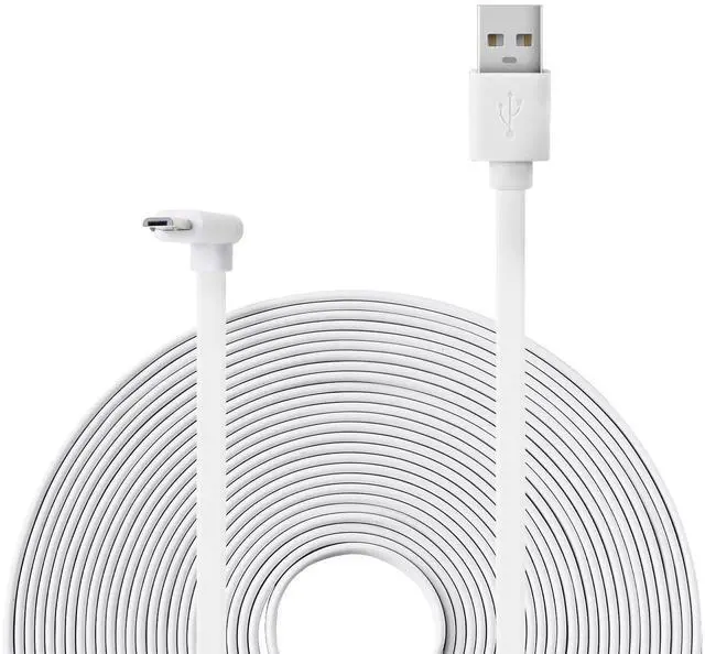 Main image of 10FT Power Extension Cable Compatible with Wyze Cam Pan v3 Otudoor Security Camera, Micro USB Cord 90 Degree Charger Adapter L-Shaped Long Flat Waterproof Charging Cord-White