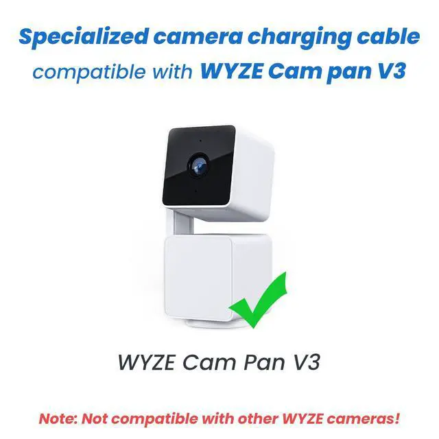Alt view image 2 of 7 - 10FT Power Extension Cable Compatible with Wyze Cam Pan v3 Otudoor Security Camera, Micro USB Cord 90 Degree Charger Adapter L-Shaped Long Flat Waterproof Charging Cord-White