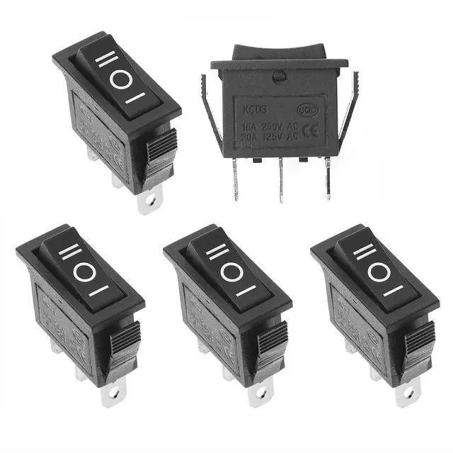 Main image of 5Pcs SPDT 3 Pins 3 Position ON/Off/ON Toggle Rocker Switch AC 15A/250V 20A/125V for Car Boat KCD3