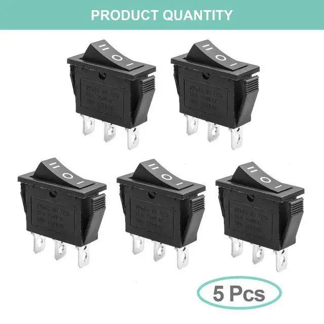 Alt view image 4 of 6 - 5Pcs SPDT 3 Pins 3 Position ON/Off/ON Toggle Rocker Switch AC 15A/250V 20A/125V for Car Boat KCD3
