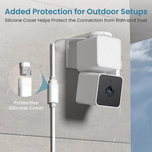 Alt view image 5 of 7 - Google Nest Camera Extension Cord 15FT 2Pack,USB Extension Cable Flat Compatible with Ring Cam,WYZE Cam V4 V3 V2,OG,Blink Mini 2,Outdoor 4,XT,Weatherproof Long Power Extender Charging Cable