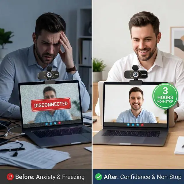Alt view image 3 of 7 - 1080P Webcam for PC & Laptop with Microphone Stay Connected