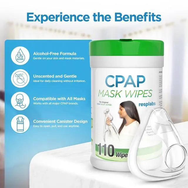 Alt view image 2 of 5 - resplabs CPAP Mask Wipes Unscented Cleaner for Full Face, Nasal Masks & Supplies 110 Wipes