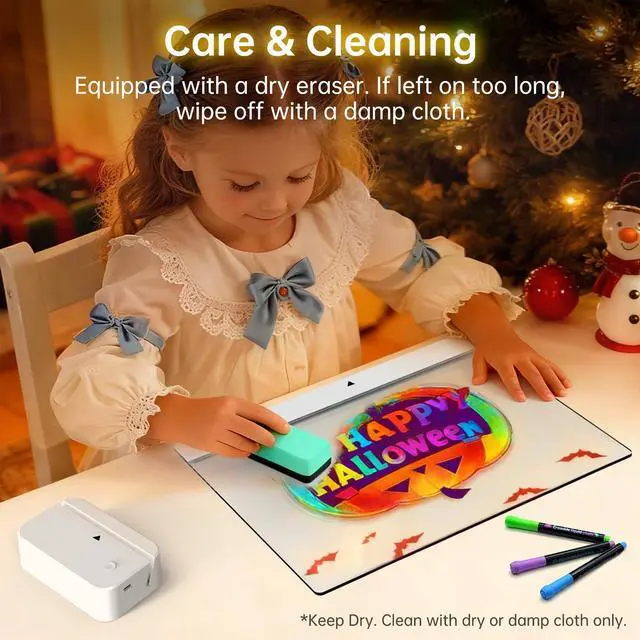 Alt view image 5 of 6 - Rechargeable LED Note Board with 6 Colors & 5 Modes, Doodle Glow Drawing Board with Sketchbook & 7 Colored Markers, Memo Message Dry Erase Lumiboard for Kids/Classroom/Home Decor/Office/Gifts