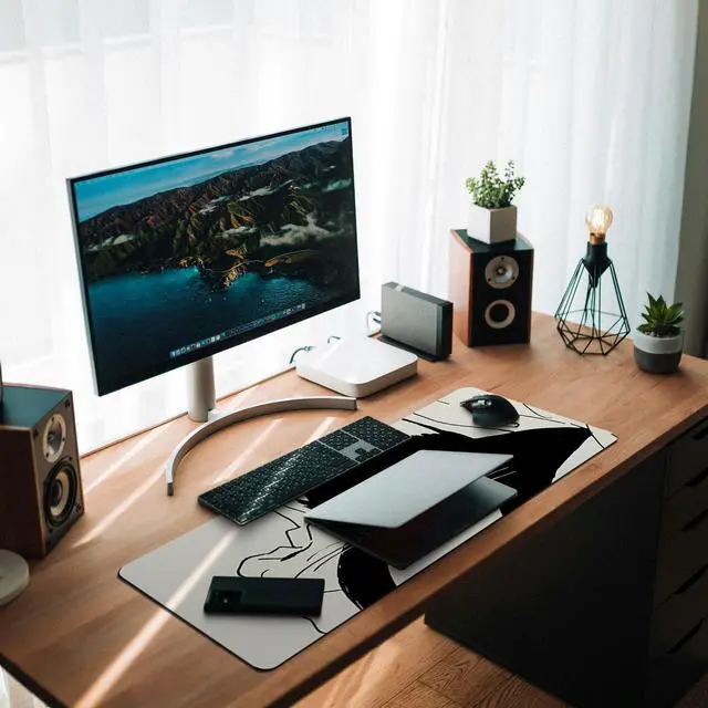 Alt view image 7 of 7 - Large Gaming Mouse Pad, Full Keyboard Mat, Long Laptop Mousepad, Computer Mouse Mat for Home and Office, Anti-Slip Rubber Base, 31.5 x 11.8 Inches (Black Cat)