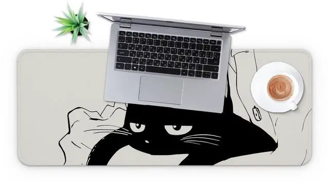 Alt view image 6 of 7 - Large Gaming Mouse Pad, Full Keyboard Mat, Long Laptop Mousepad, Computer Mouse Mat for Home and Office, Anti-Slip Rubber Base, 31.5 x 11.8 Inches (Black Cat)