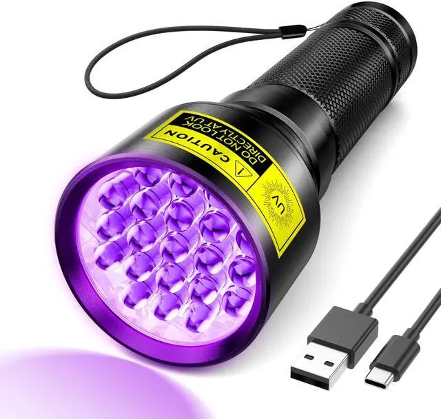 Main image of UV Flashlight Black Light, 21 LED 395nm Ultraviolet Rechargeable Flashlights UV Light, Waterproof Portable BlackLight Flashlights for Pet Urine Detection, Dry Stains, Bed Bug, Fluorescent Agent