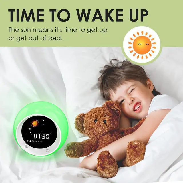 Alt view image 5 of 7 - Time to Wake Alarm Clock for Kids, Children's Sleep Trainer, Kids Wake Up Light, Sleep Sound Machine, Ideal Gift for Toddlers