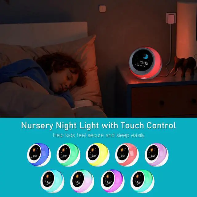 Alt view image 7 of 7 - Time to Wake Alarm Clock for Kids, Children's Sleep Trainer, Kids Wake Up Light, Sleep Sound Machine, Ideal Gift for Toddlers