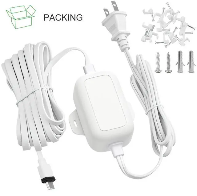 Alt view image 7 of 7 - 30ft Power Adapter Compatible with Spotlight Cam Plus/Pro (Battery), Long Flat and Weather Resistant Extension Power Cord for Security Camera, White