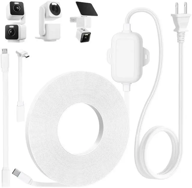 Main image of 25FT Outdoor Power Adapter for WYZE Cam Pan V4,WYZE Duo/Solar Cam Pan, L-Shape Micro USB Extension Cable for W*YZE Cam Pan V3, Replace for WYZE Plug, IP67 Waterproof Flat Cable Charge Your Camera