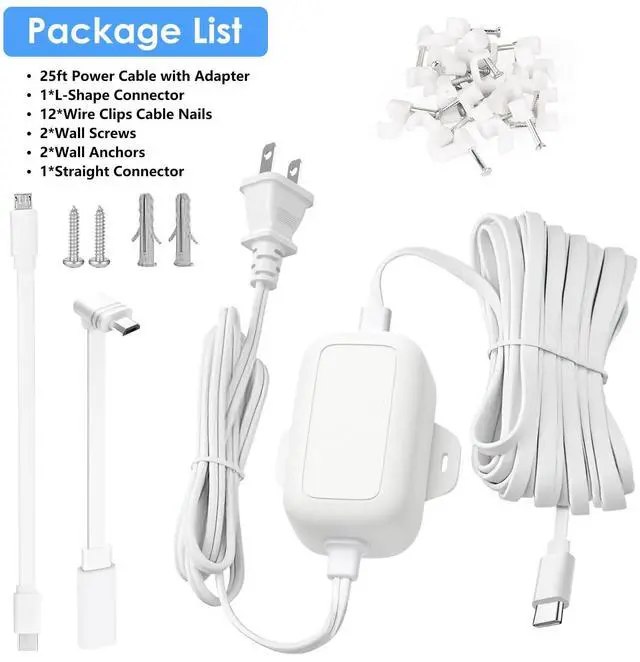 Alt view image 7 of 7 - 25FT Outdoor Power Adapter for WYZE Cam Pan V4,WYZE Duo/Solar Cam Pan, L-Shape Micro USB Extension Cable for W*YZE Cam Pan V3, Replace for WYZE Plug, IP67 Waterproof Flat Cable Charge Your Camera