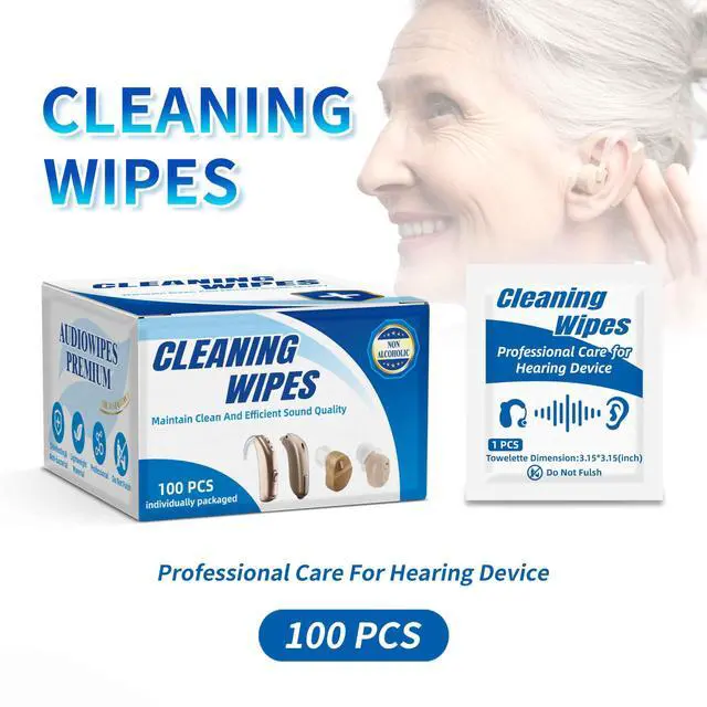 Alt view image 5 of 7 - 100 Count Hearing Aids Cleaning Wipes Individually Packaged Hearing Aid Audio Wipe Cleaning Towelette Tool Kit Supplies Hearing Aid Accessories Suitable for Hearing Amplifier, Earmold, Earbuds, Earwax