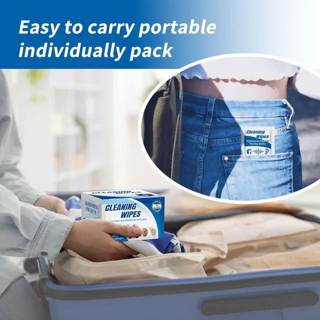 Alt view image 6 of 7 - 100 Count Hearing Aids Cleaning Wipes Individually Packaged Hearing Aid Audio Wipe Cleaning Towelette Tool Kit Supplies Hearing Aid Accessories Suitable for Hearing Amplifier, Earmold, Earbuds, Earwax