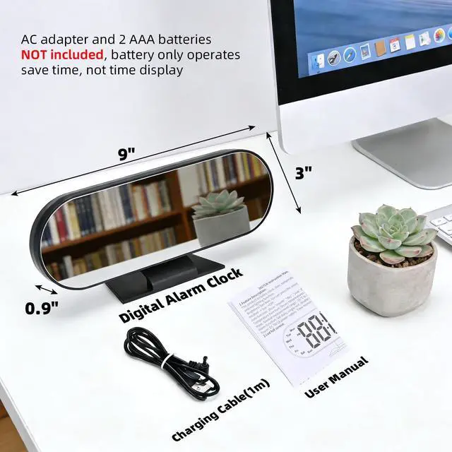 Alt view image 7 of 7 - Digital Alarm Clocks with 16 Night Light, Loud Alarm Clock for Heavy Sleepers Adults Teens Kids Seniors, 3 Brightness 2 Alarm Mirror and LED Big Display Clocks for Bedside, Desk, Bedrooms Living Room