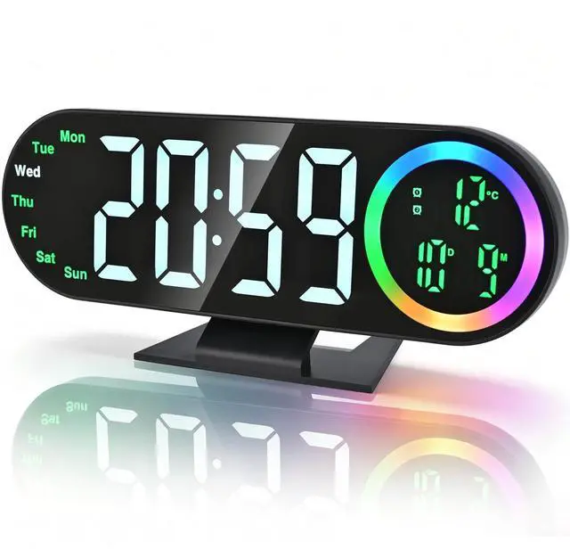 Main image of Digital Alarm Clocks with 16 Night Light, Loud Alarm Clock for Heavy Sleepers Adults Teens Kids Seniors, 3 Brightness 2 Alarm Mirror and LED Big Display Clocks for Bedside, Desk, Bedrooms Living Room