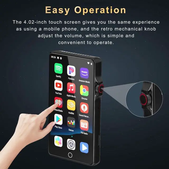 Alt view image 6 of 7 - 80GB MP3 Player with Bluetooth & WiFi, Android Music Player with Spotify, Pandora, Amazon Music & Audible, 4.02" HD Touchscreen, Built-in Speaker, Play Store Support, Expandable up to 512GB