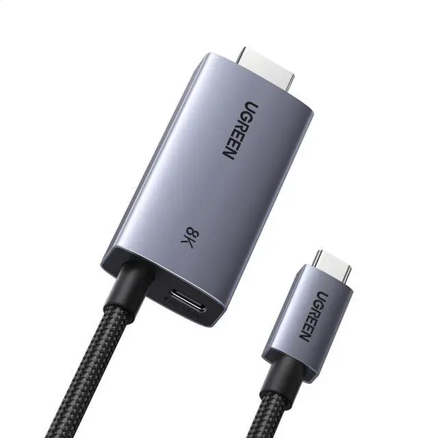 Main image of USB C to HDMI Cable with 140W PD Fast Charging Adapter 8K@60Hz 4K@240Hz 2-in-1 Thunderbolt Unidirectional Type C to HDMI Compatible with iPhone, SteamDeck, MacBook, iPad, Galaxy S26, XPS, 6.6FT