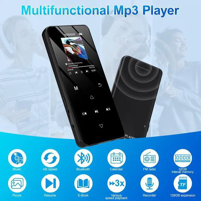 Alt view image 3 of 7 - MP3 Player with Bluetooth 5.3, 32GB Portable Music Player with Speaker, HiFi Lossless Audio, Expandable to 128GB, Lightweight for Running, Gym, Travel, Kids & Students