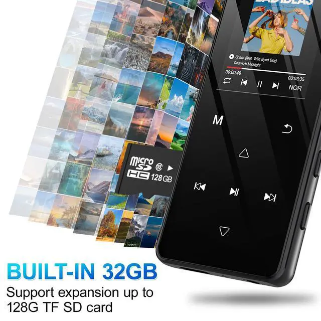 Alt view image 6 of 7 - MP3 Player with Bluetooth 5.3, 32GB Portable Music Player with Speaker, HiFi Lossless Audio, Expandable to 128GB, Lightweight for Running, Gym, Travel, Kids & Students