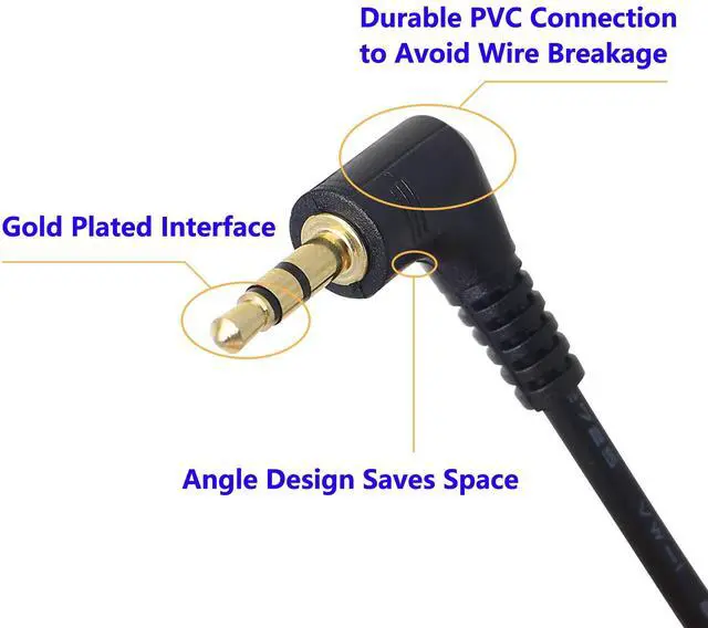 Alt view image 2 of 7 - 3.5mm Stereo Audio Cable, (2-Pack) Gold Plated 90 Degree Right & Left Angled 3.5mm Male to Male Stereo Audio Cable for Smartphones, Tablets, Media Players(3-P,9inch)