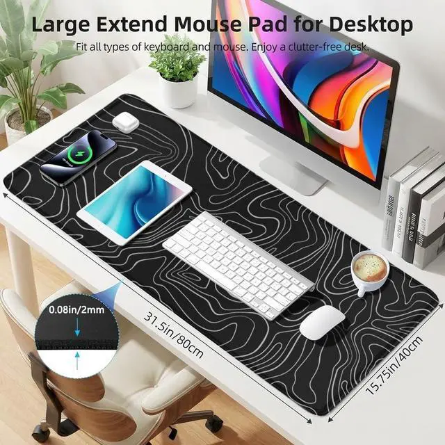 Alt view image 6 of 7 - Large Mouse Pad for Desk - Gaming Mouse Pad with Stitched Edges, Anti-Slip Base, Desk Pad for Keyboard and Mouse