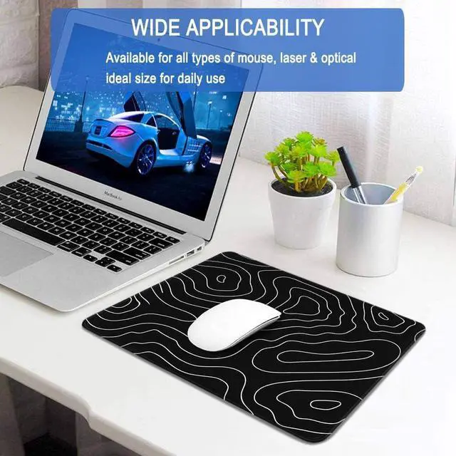 Alt view image 2 of 7 - Mousepad, Large Gaming Mouse Pad with Double Stitched Edges, 14.9 x 11.7 inches Premium-Textured & Waterproof Mousepad, Nonslip Natural Rubber Base Mouse pad for Laptop,Computer, Office, Black White