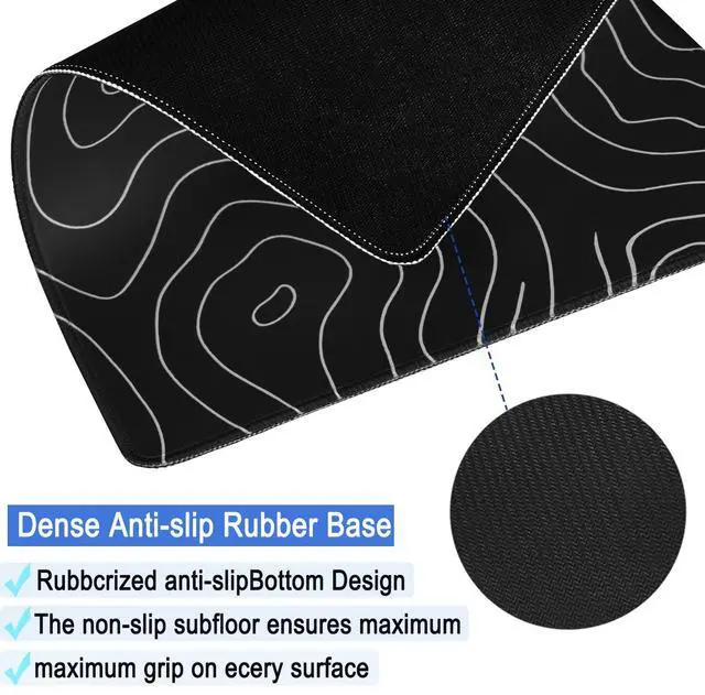 Alt view image 4 of 7 - Mousepad, Large Gaming Mouse Pad with Double Stitched Edges, 14.9 x 11.7 inches Premium-Textured & Waterproof Mousepad, Nonslip Natural Rubber Base Mouse pad for Laptop,Computer, Office, Black White