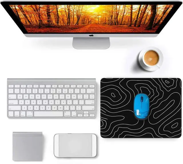 Alt view image 7 of 7 - Mousepad, Large Gaming Mouse Pad with Double Stitched Edges, 14.9 x 11.7 inches Premium-Textured & Waterproof Mousepad, Nonslip Natural Rubber Base Mouse pad for Laptop,Computer, Office, Black White
