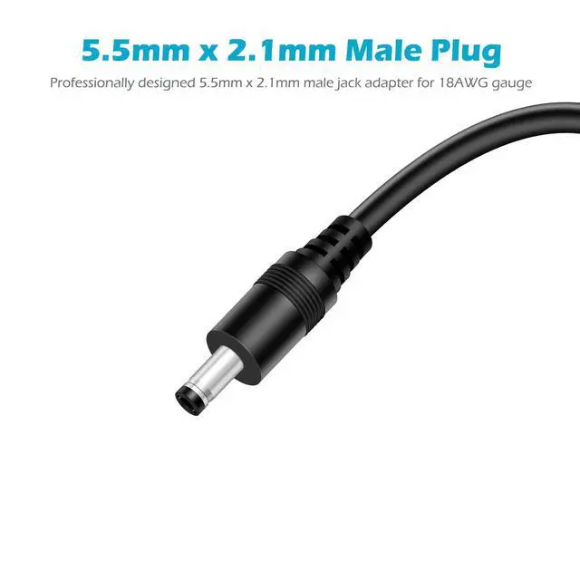 Alt view image 3 of 5 - 18AWG 3FT DC Power Extension Cable, 5.5mm x 2.1mm Male to Female Barrel Plug Jack Power Supply Adapter 5.5x2.1mm Extension Cord for CCTV Surveillance Security Camera LED Strip
