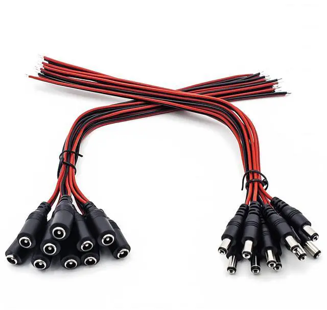 Alt view image 7 of 7 - 12V 5A DC Pigtail Power Cord (Real 18AWG), w/Male Female Barrel Plug Connector Cable for CCTV Security Camera - 10 Pairs of 5.5mm x 2.1mm Power Adapter Connectors