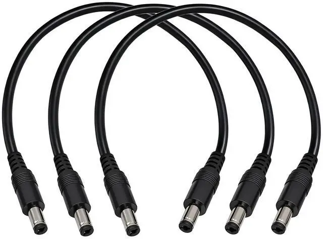 Main image of 5.5mm x 2.1mm 12V DC Power Cable 3-Pack,DC5521 Male to Male Extension Cable 18AWG for CCTV Surveillance Camera,LED Strip Light Dimmer,Solar Panels,Router,1FT